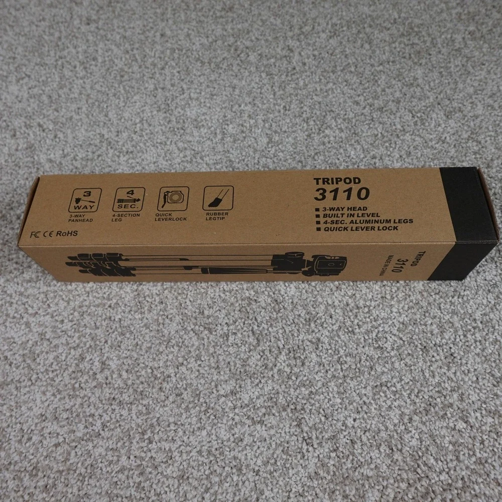 Tripod 3110 Aluminum Camera Stand 4-Section Legs 3-Way Panhead with Bag NEW